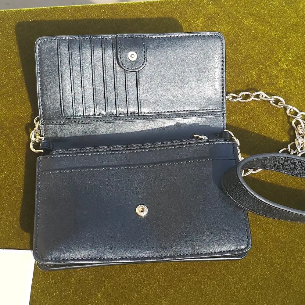 EUC Michael Kors Studded Leather Smartphone Crossbody Bag – Black & Gold - Picture 8 of 9